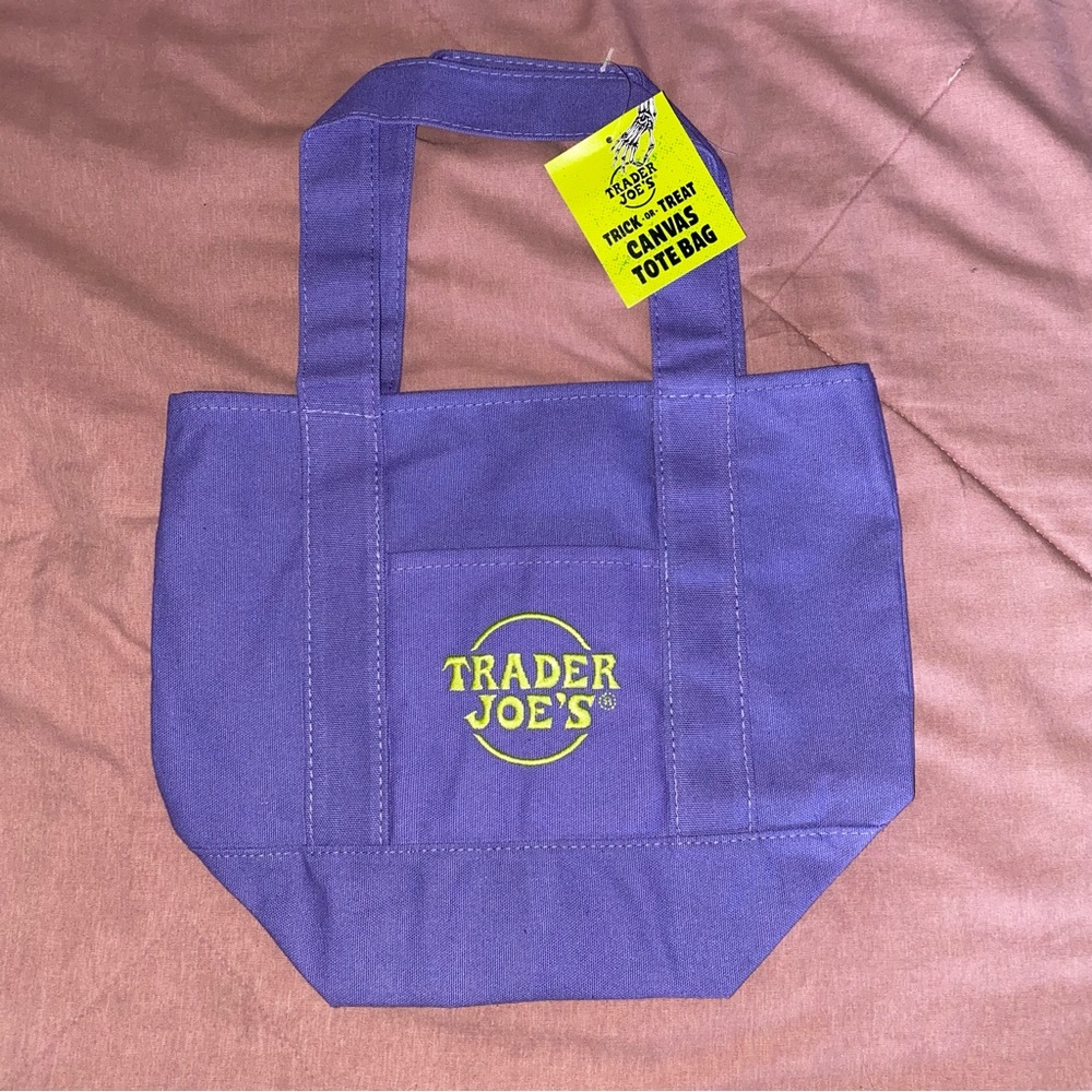 NWT TRADER JOE'S Purple Canvas Tote Bag